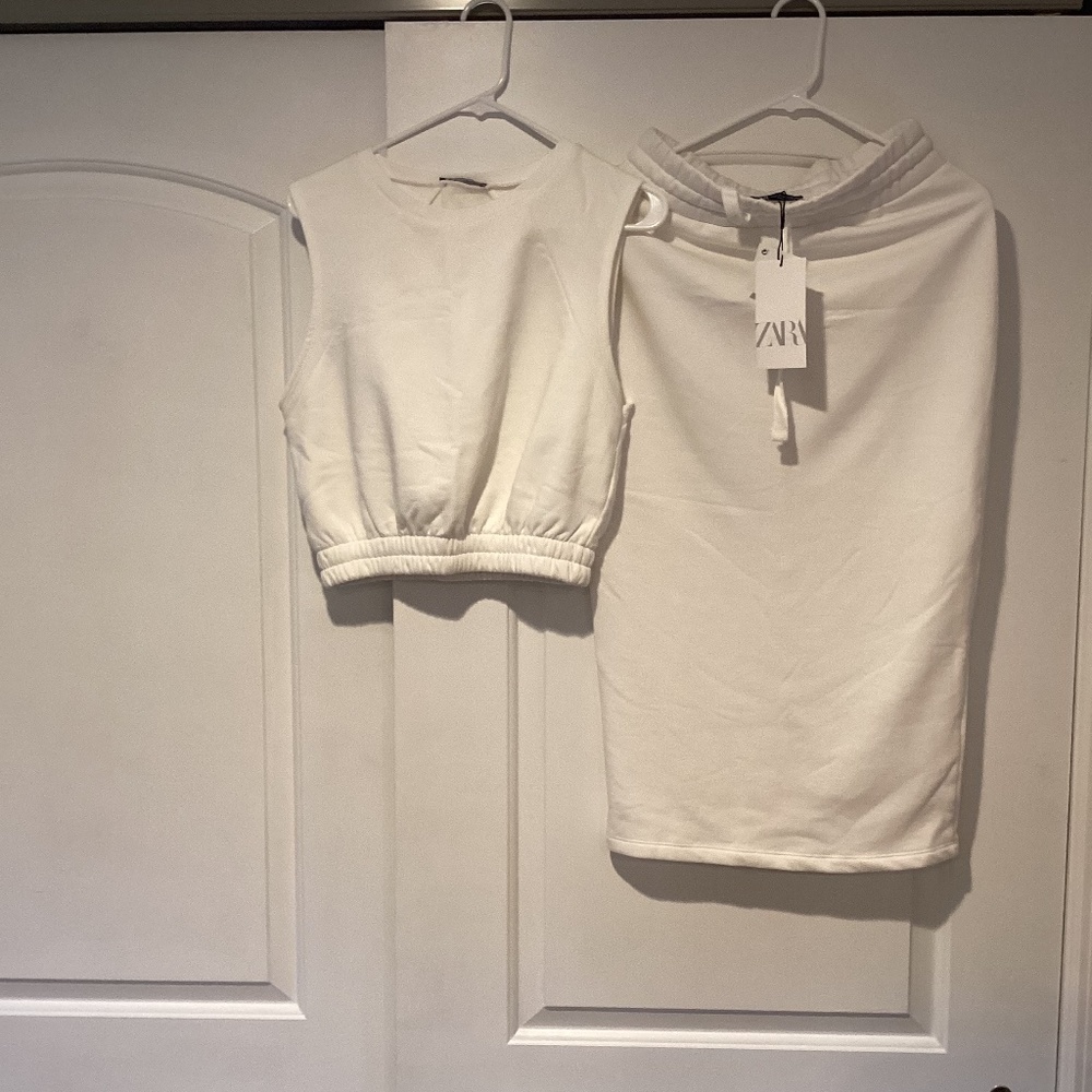 Zara white medium top and skirt sets